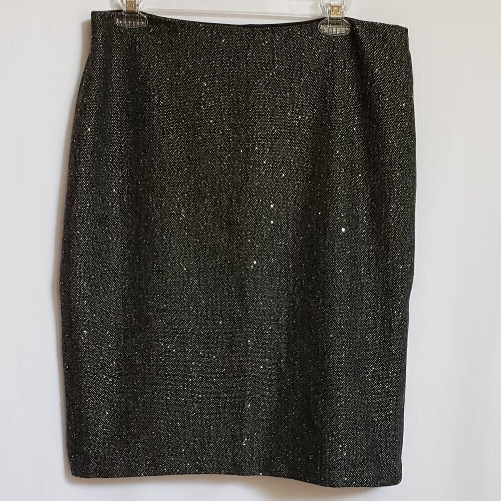 Talbots - Lined Black and Gray Skirt with Tiny Sequins.  60% Wool. Size 12